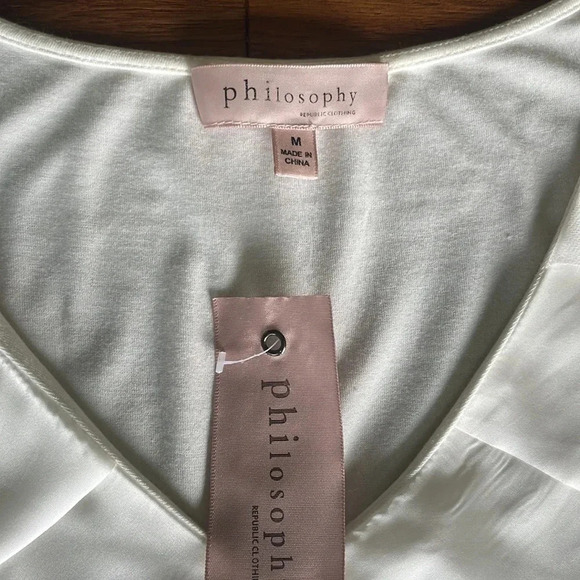 Philosophy Womens Sleeveless/tank top Ivory Stretch Layered Ruffles Size M - Picture 3 of 8